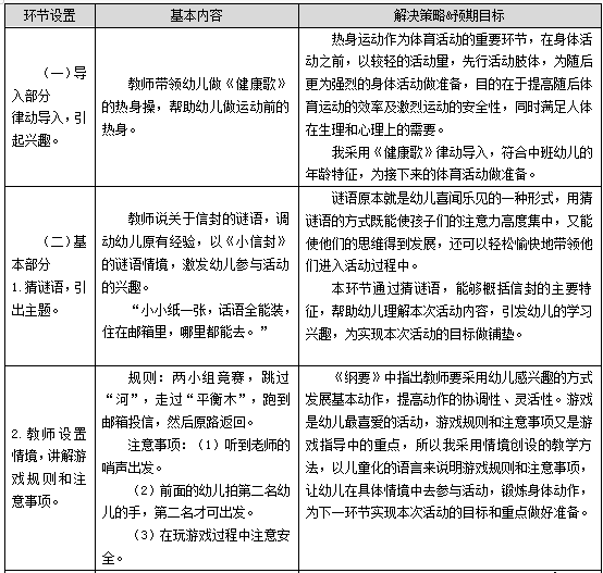 2020黑龙江教师招聘面试题：体育《送信》说课稿